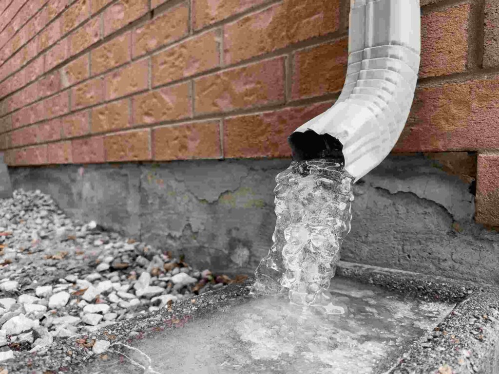 downspout filled with ice