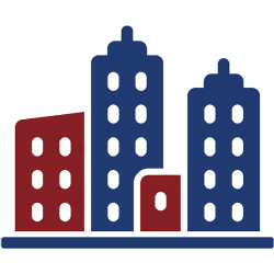 apartments in cityscape icon